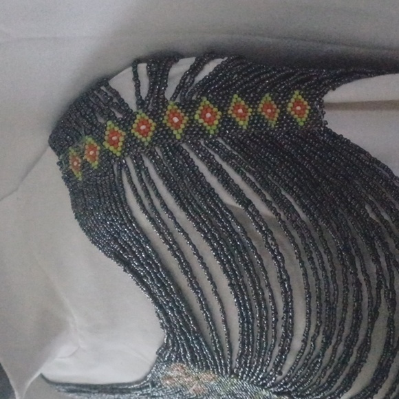 Gorgeous Multi Colored Seed Bead Collar, handmade, Native design - Picture 2 of 6